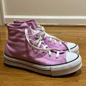 Womens pink high top converse sneakers size 8